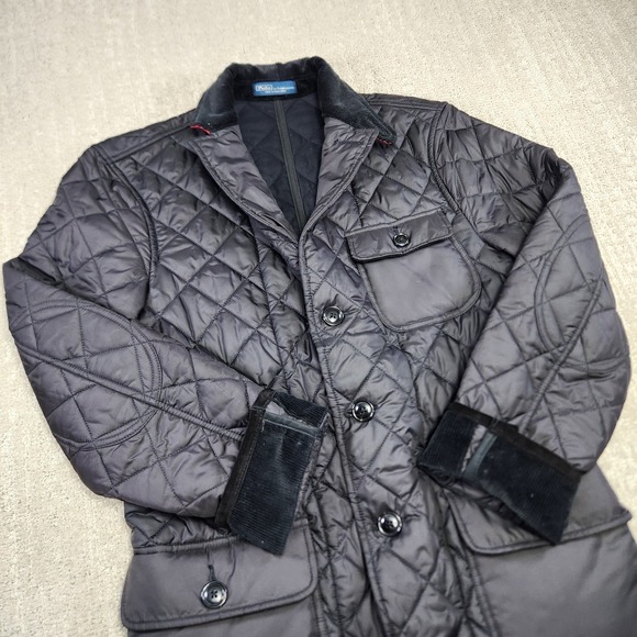 Polo Ralph Lauren Jacket Men 42L Quilted Chinstrap Cashmere Lined Sport Coat